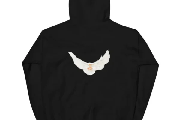 Peace Dove Printed Gap Hoodie Black