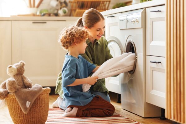 Laundry schedule guide for washing clothes, towels, bedding, and household items.