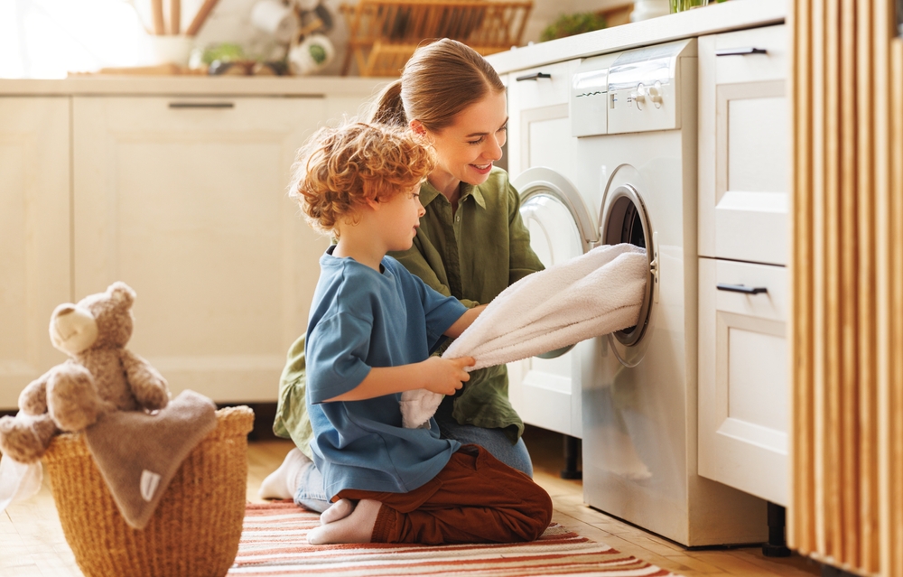 Laundry schedule guide for washing clothes, towels, bedding, and household items.